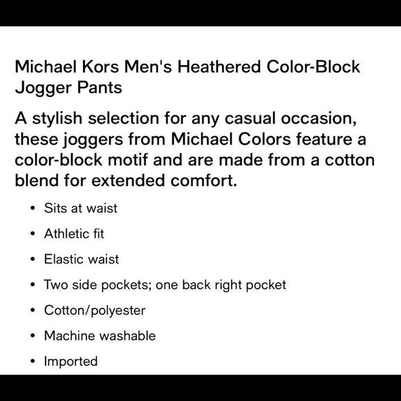Michael Kors Mens Heathered Color-Block Jogger Pants XXL - Picture 3 of 5